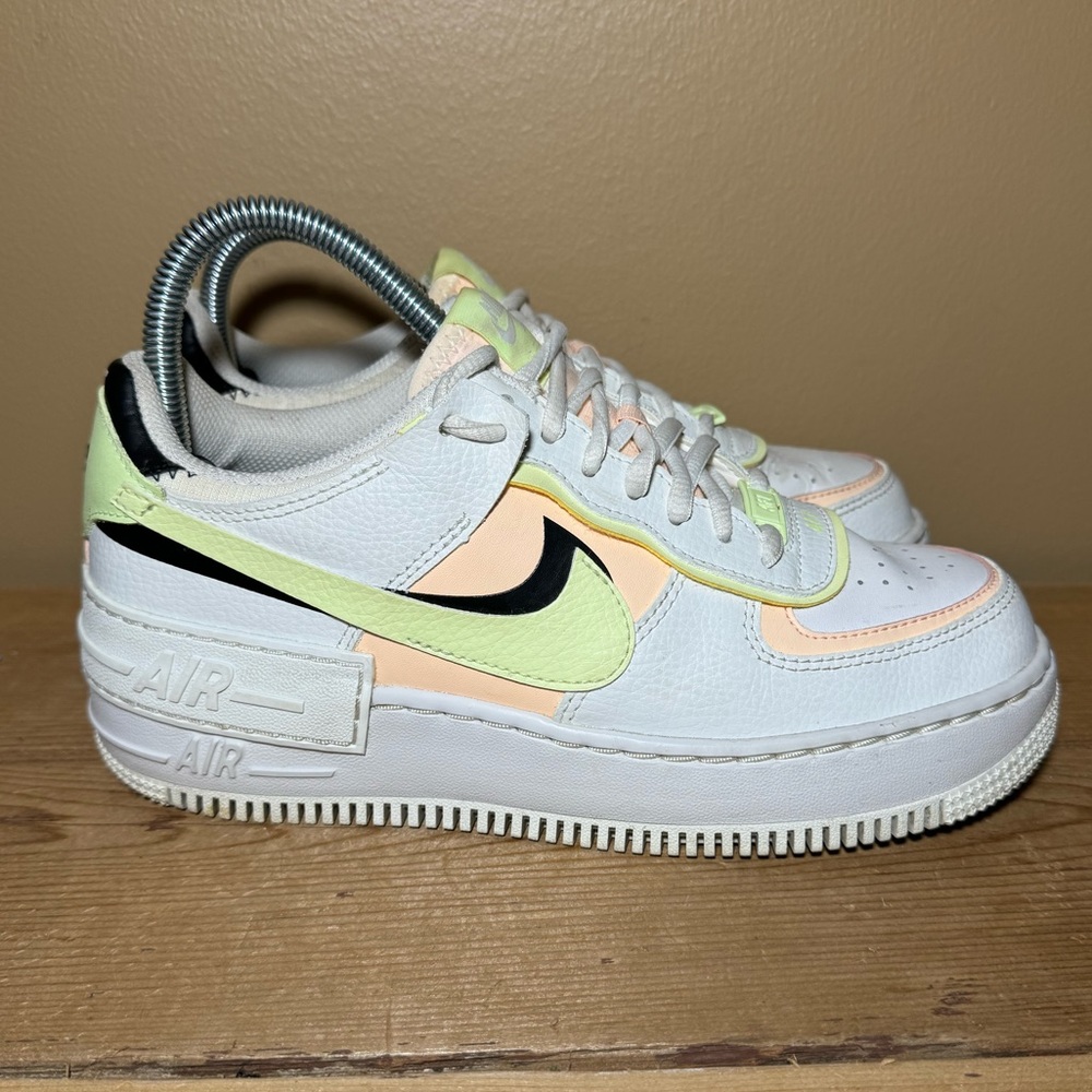 Nike Air Force 1 AF1 Shadow Neon White Women’s Size 7 Lace Up Sneaker Leather